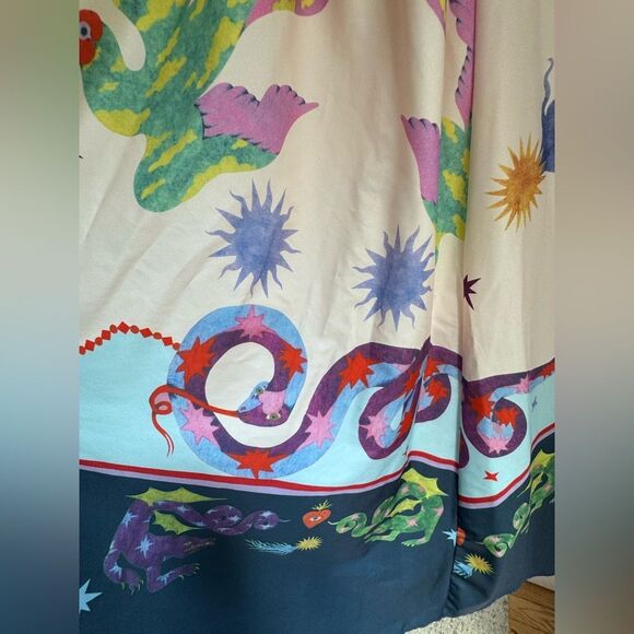 🌟 Alemais Inspired Seeker Print Dress – Whimsical Mythical Motif + Smocked Back - Picture 5 of 6